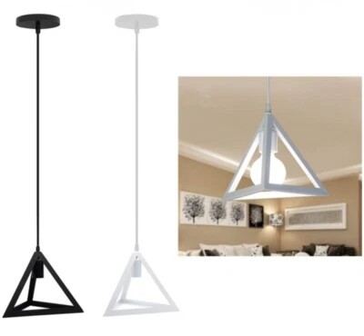 Lampada a Sospensione Attacco E27 Triangolo Industriale Portalampada Retrò IP20 - Immagine 1 di 2