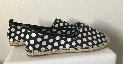 MICHAEL KORS Espadrille Canvas Loafers Black White Polka Dot Ballet Flat Sz 8M - Image 1 of 4