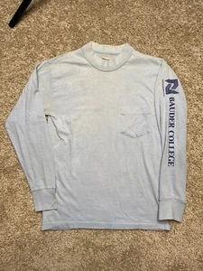Vintage 70s 80s Bauder College Atlanta Georgia T Shirt Small Long Sleeve Pocket - Picture 1 of 6