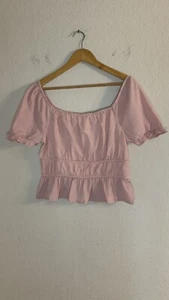 Süßes süßes rosa Oberteil Derek Herz elastisch/Cinch Taille Puffärmel - Bild 1 von 8