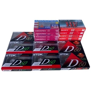 5- Sony HFC-60 5- Memorex DBS 90, 6- TDK D-60, 1- TDK D-90 NEW Cassette 17 TOTAL - Picture 1 of 5