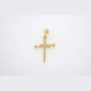 10k Yellow Gold Cross Pendant with Cubic Zirconia - Fine Jewelry - Picture 1 of 5