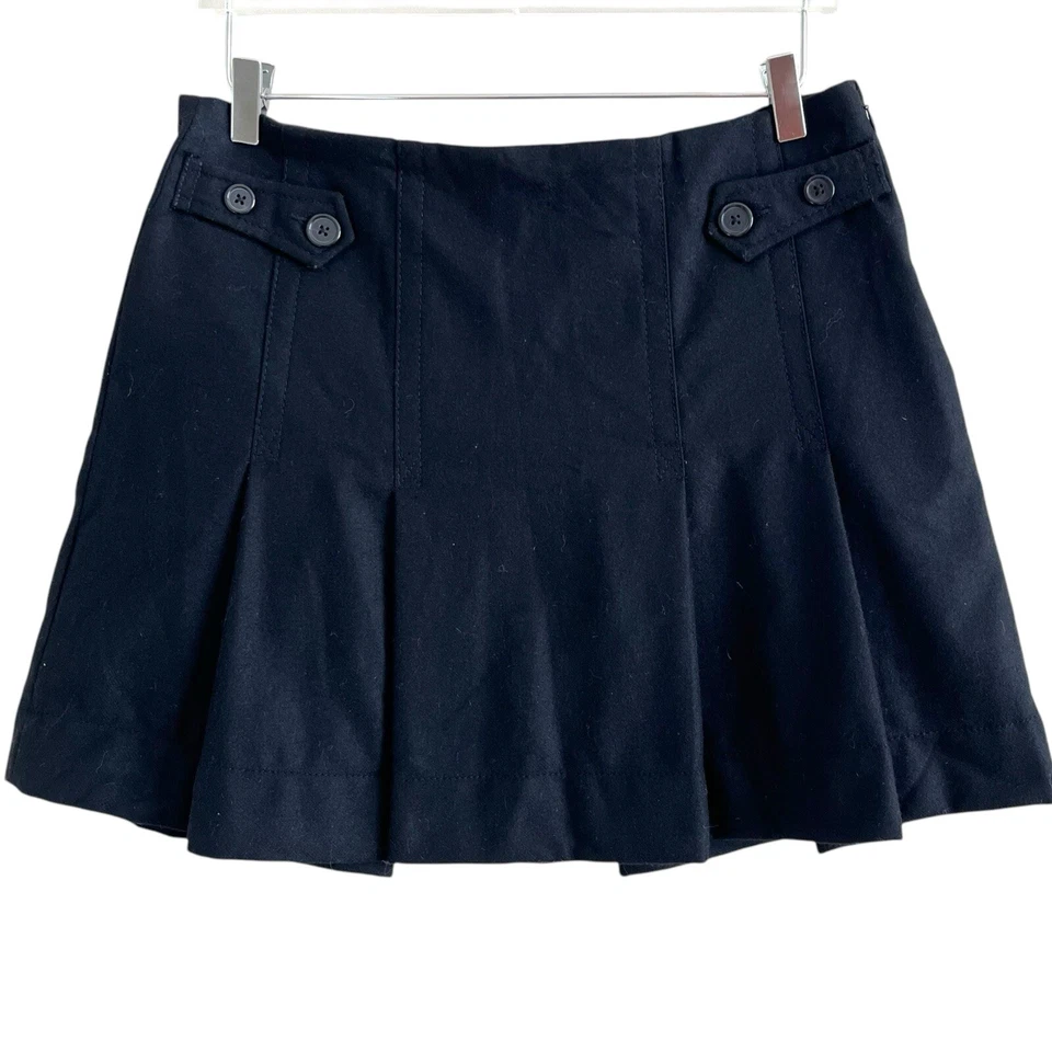 GAP Y2K Black Pleated Wool Mini Skirt Sz 10 Academia Vintage Schoolgirl Preppy - Image 1 of 4