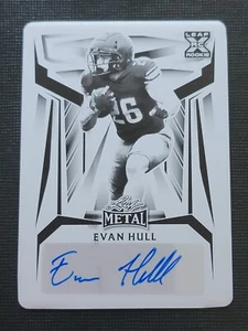 Tarjeta de fútbol americano autógrafa placa de impresión negra Evan Hull 2023 hoja de metal 1/1 XRC - Imagen 1 de 10