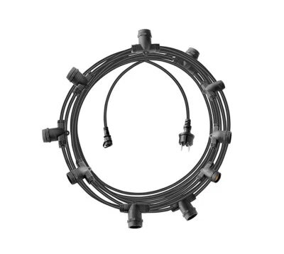 Cordoniera Con 10 Porta Lampada E27 Da 10 Metri Per Uso Sia Esterno Che Interno - Immagine 1 di 4