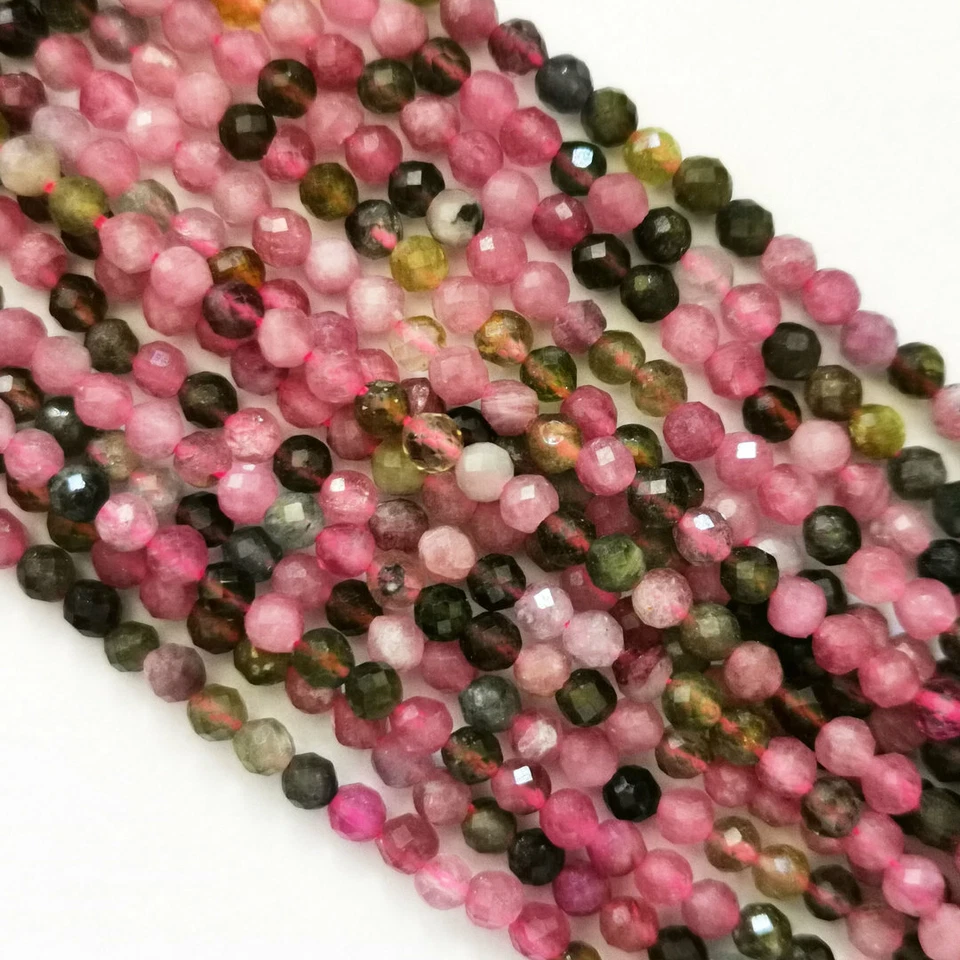 C4-10 - 3 MM TURMALIN KUGELN STRANG FACETTIERT - Bild 1 von 1