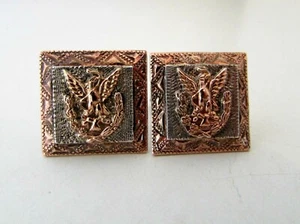 ANTIQUE VTG STERLING SILVER & GOLD COMBINED MEXICO EAGLE SHIELD CUFFLINKS - Picture 1 of 6
