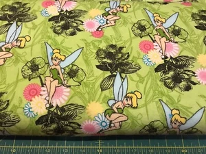 Tinkerbell Green Mystical Forest Flannel fabric sold by the yard #129 - Picture 1 of 1