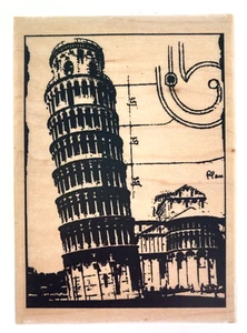 New Stampington & Co. - TOWER OF PIZZA - Wood Mounted Rubber Stamp - Imagen 1 de 4