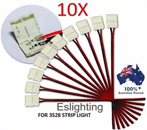 10X LED STRIP LIGHT CONNECTOR SMD 3528 3014 SINGLE 2 WIRE 8MM PCB BOARD ADAPTOR - Picture 1 of 3
