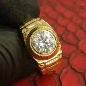 Men's Engagement Band Ring 3 Ct IGI Certified Lab Grown Diamond 14K Yellow Gold - Picture 1 of 8