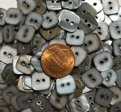 8 PC ONLY Square Iridescent Gray MOP Shell Buttons 10.5mm Almost 7/16" 11679 - Image 1 of 4
