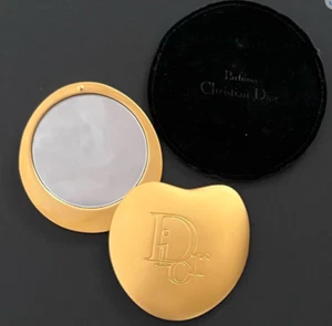 Christian Dior Gold Heart Shape Compact Mirror with Case Promo Gift from Japan - Picture 1 of 3