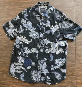 Denim & Flower Ricky Singh schwarz Totenkopf Blumen Kurzarm Hemd MEDIUM Indien - Bild 1 von 11