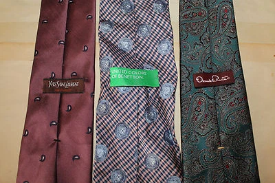 Lote de 3 corbatas para hombre Yves Saint Laurent Oscar De La Renta Benetton Foto 1 de 3