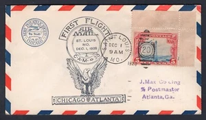 USA 1928 First Flight Cover CAM 30 Cicago Atlanta St Louis Duplex, Dahlke Design - Picture 1 of 2