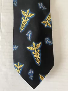 Parquet Men's Necktie Tie Polyester Medical Rx Pharmacist Novelty Hand Made - Picture 1 of 6