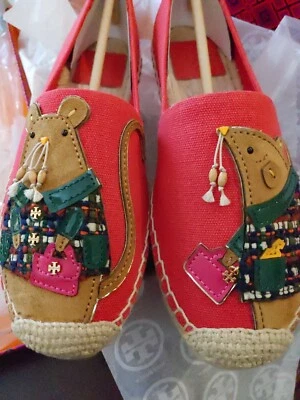 Alpargata Tory Burch Rita The Rat Año Nuevo Roja Sin Cordones Talla 7.5 Nueva Foto 1 de 4
