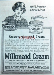 'MILKMAID CREAM' Dairy Food Advert #3 : Original Antique 1915 Print - Picture 1 of 1