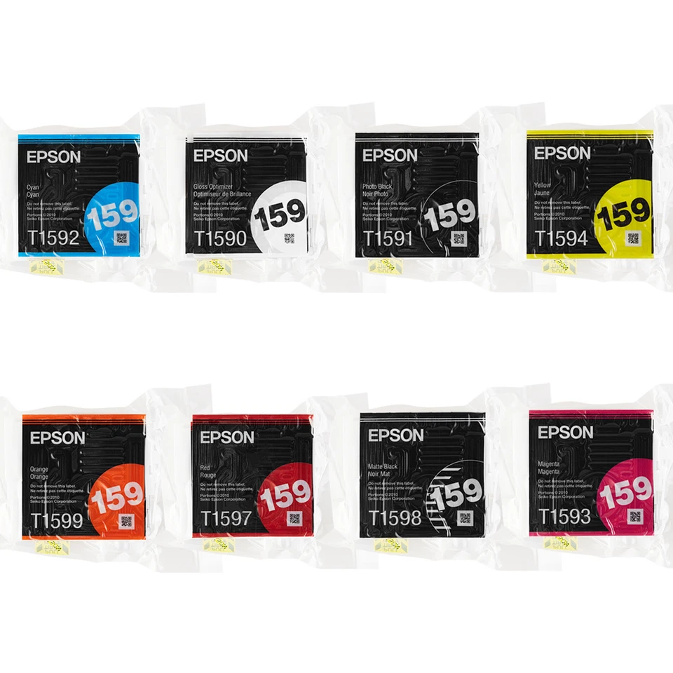 (8pcs)New EPSON R2000 T159 Series complete set Printer Ink Cartridges New sealed - Image 1 of 4