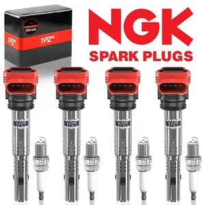 UF529 Ignition Coil NGK Spark Plug For Audi A4 A5 A6 A7 A8 Quattro Q5 Q7 R8 S4 - Picture 1 of 6