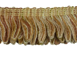 British Trimmings 1.75" Length Crimped Loop Ruche Fringe CHESTNUT Brown Shades - Picture 1 of 2
