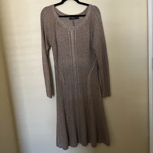 Lauren Ralph Lauren Womens Gold Glittery Knitted Sweater Dress Fall Warm Sz XL - Picture 1 of 4