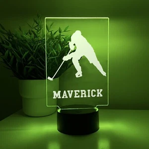 Personalized LED 16 Color Light Up Desk Lamp Ice Hockey Athlete Player Room Gift - Picture 1 of 9