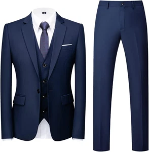 Abiti Da Uomo 3 Pezzi Regular Fit Abito Da Cerimonia Formale Abito Da Lavoro Con - Foto 1 di 12