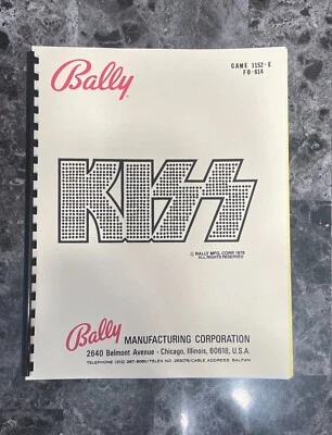 KISS BALLY PINBALL Manual & Schematics 1979 *LIMITED REPRO***LAST 2 AVAILABLE ! - Image 1 of 3