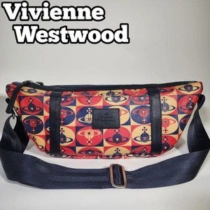 Vivienne Westwood Unisex Crossbody Schultertasche Orb All Over Muster Rot Gelb - Bild 1 von 18