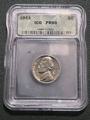 1953 Jefferson Nickel 5C ICG PR68 - Image 1 of 4