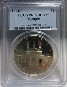 1984-S  $1 OLYMPIC COMMEMORATIVE SILVER DOLLAR PCGS PR69 DCAM. Video SL0171 - Picture 1 of 4