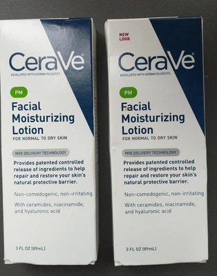 Pack of 2 CeraVe PM Facial Moisturizer, 3 Ounce  Lotion Facial Normal Dry Skin - Image 1 of 2