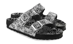 10 CORSO COMO X BIRKENSTOCK scivolo in pelle ARIZONA EXQ nero-bianco US11 EU42 UK9 - Foto 1 di 18