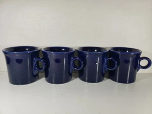 Set of 4 Fiestaware Cobalt Blue Coffee Mugs O Ring Handle Homer Laughlin HLC USA - Picture 1 of 10