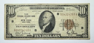 1929 $10 Federal Reserve Bank of New York - Image 1 of 2