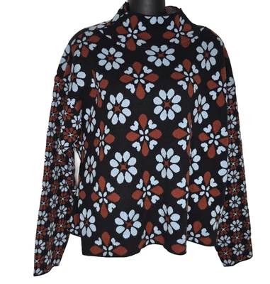 Suéter Maeve Anthropologie Feminino Médio Preto Floral The Carys Decote Simulado - Imagem 1 de 4