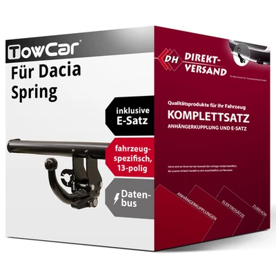 Anhängerkupplung abnehmbar + E-Satz 13pol spezifisch für Dacia Spring 20-24 top - Bild 1 von 4