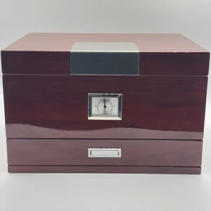 Bey Berk Lacquered 60 Cigar Box Brown With Hygrometer - Picture 1 of 11