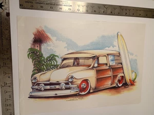 Vintage ( Iron -On  / Heat Transfer) Woody Clastic Car Surf Scene #2 - NT13 - Picture 1 of 1