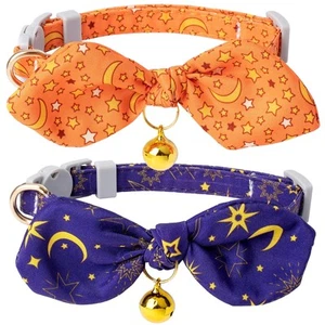 2 Pack Breakaway Cute Cat Collars with Bell, Cat Collar with Bow for Girl Boy... - Picture 1 of 6