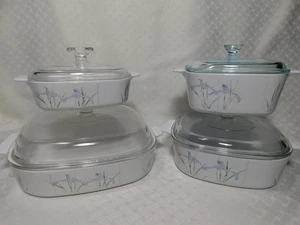 8 tlg Set Vintage Corning Ware Shadow Iris Auflaufform Backformen mit Deckel - Bild 1 von 21