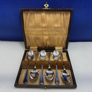 Tea Spoon Set In Box EPNS Vintage With Clasp Set of 6 - Picture 1 of 10