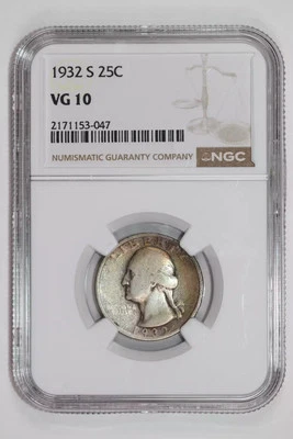 1932-S WASHINGTON QUARTER NGC VG10 - Image 1 of 2