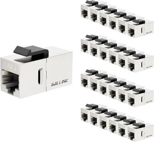 Iwillink 10Gbps CAT7 Coupleur RJ45 Keystone blindé Pack de 25, Argent - Photo 1/7