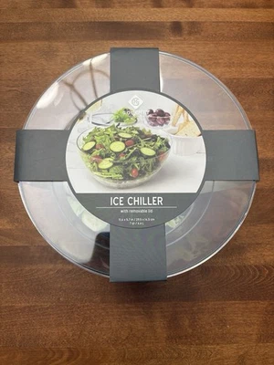 New Clear Plastic Serving Salad Multipurpose Bowl Ice Chiller with Lid BPA Free - Image 1 of 3