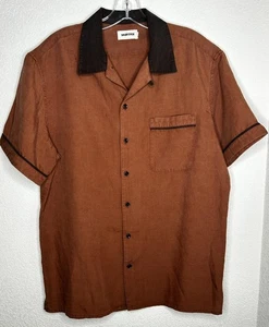 Taylor Stitch Button Hemd Herren 42 Braun Leinen Tencel Cuban Camp Kurzarm - Bild 1 von 14