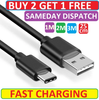 Heavy Duty Extra Long Charge USB-C Type-C Charging Charger Cable Lead 1m 2m 3m