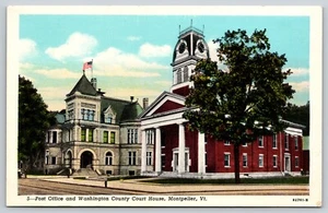 Postcard Post Office and Washington County Court House Montpelier Vermont USPS - Picture 1 of 2